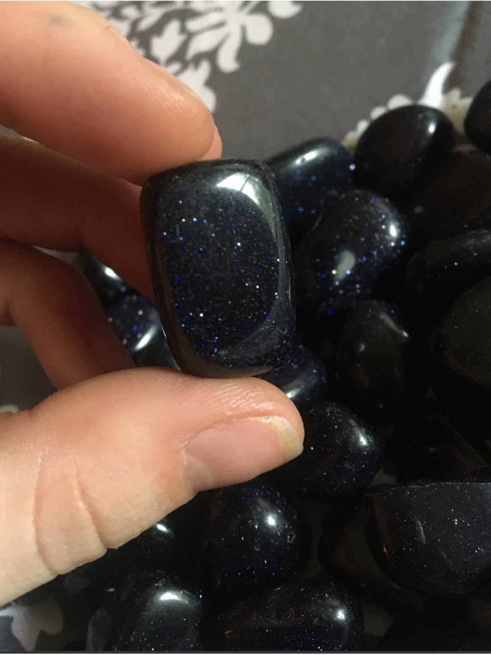 Blue Goldstone Tumbled Stone - Deep Navy with Sparkle